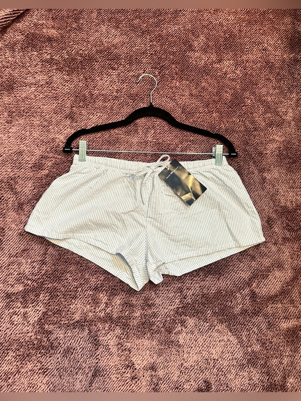 Brandy Melville Light Blue & White Pinstripe Lounge Shorts
